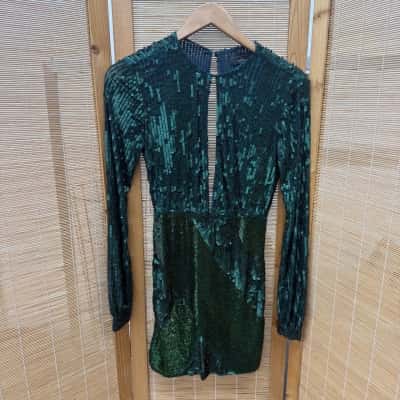Michael Costello x Revolve Womens  Size XS Sleeveless Sequin Dress  Green 