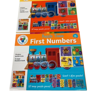 Train 2 Puzzles Numbers & Alphabet 28 Large Pieces 
