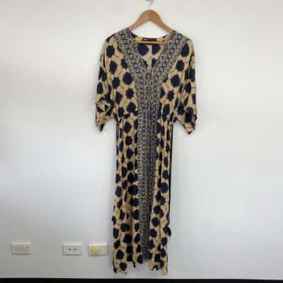 Zara Navy Blue Embellished Short Sleeve Free Size Maxi Dress  Size S / XS 
