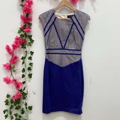 Oxford Womens Sleeveless Dress Size 6 Blue 