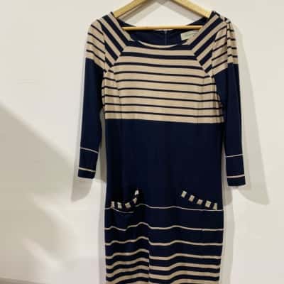 Veronika Maine Womens  Size 10 Blue / Striped RRP $139