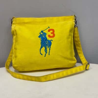 Ralph Lauren Womens Drill Cotton Cross Body/ Satchel Bag Yellow 