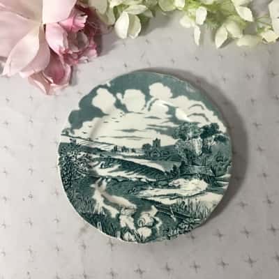 Vintage Alfred Meakin White / Green "Pastoral" Pattern Side Plate