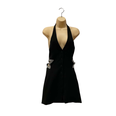 Nasty Gal Premium Embellished Star Cut Out Dress Size 10  Black  
