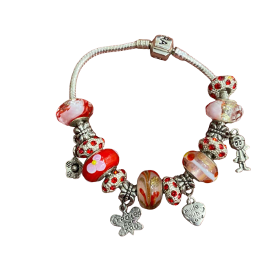 Womens Stirling silver 18cm Pandora COPY charm bracelet 