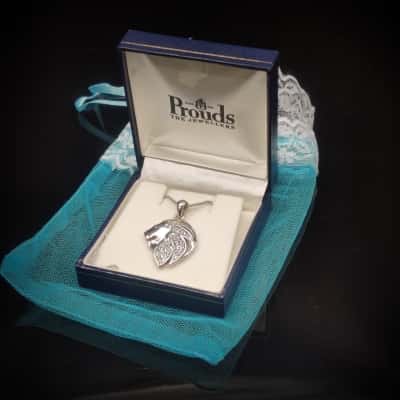 Stunning Talking Point 925 Silver Chain Necklace (48cm) & C.Z. Pave Stone Set Lions Head In Presentation Box