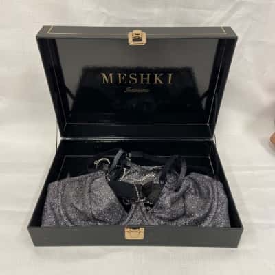  Womens Meshke Size L Bra Lurex with Diamante Chain - Size L Diamante Brief with Chains