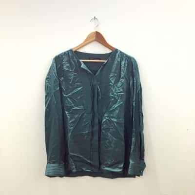 David Lawrence Womens  Size 12 Blouse / Button Up Top Green 