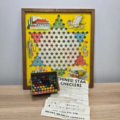 Vintage Milton Bradley Chinese Star Checkers Board Game 