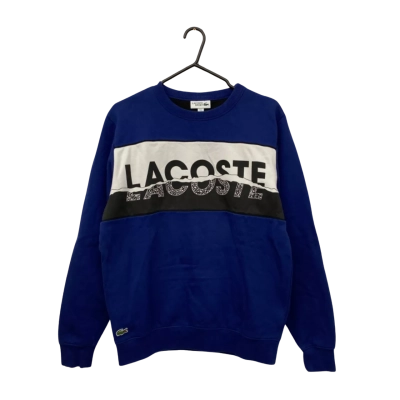 Mens Lacoste Sport Size M Crew Neck Jumper Black  / Blue / Pattern / White 