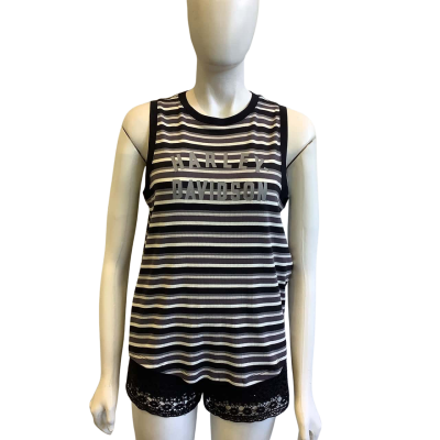 Harley Davidson Women's Size M Ribbed Tank Top Black, Grey &  White 
