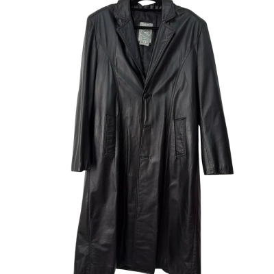 Unisex  Size XL Leather Jacket / Trench Coat Black  