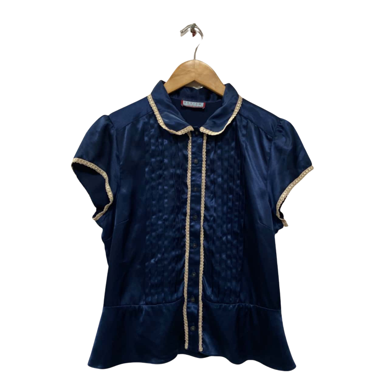 Vintage Black and Beige Button-up Blouse 12 14