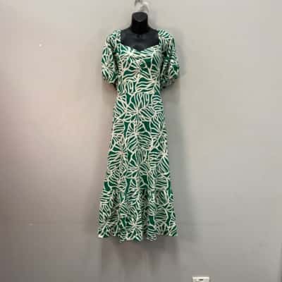 Sportsgirl Womens  Size 16 Midi Dress Green / White 
