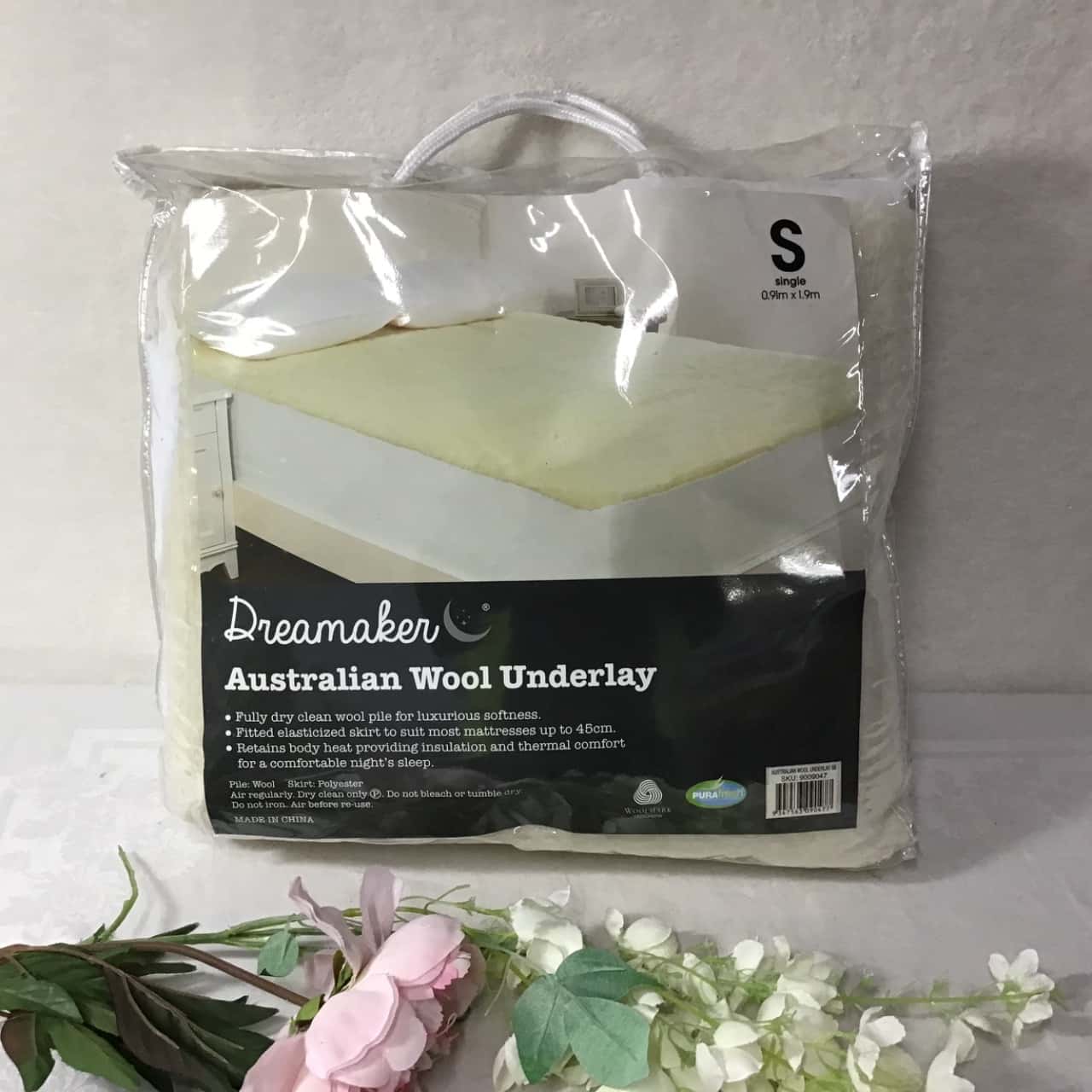 Dreamaker Single Bed Australian Wool Underlay (new)