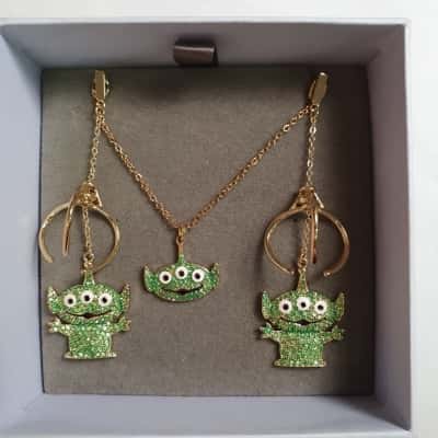 Couture Kingdom Women's Disney Toy Story Alien Crystal Earrings & Necklace Set
