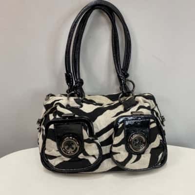 Mimco Womens Medium Handbag / Shoulder Bag Animal print / Black  / White 