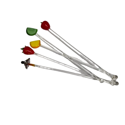 5x Art Glass Swizzle Sticks