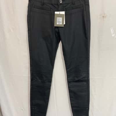 Witchery Womens Size 8 Jeans Black Denim Coated Wet Look
