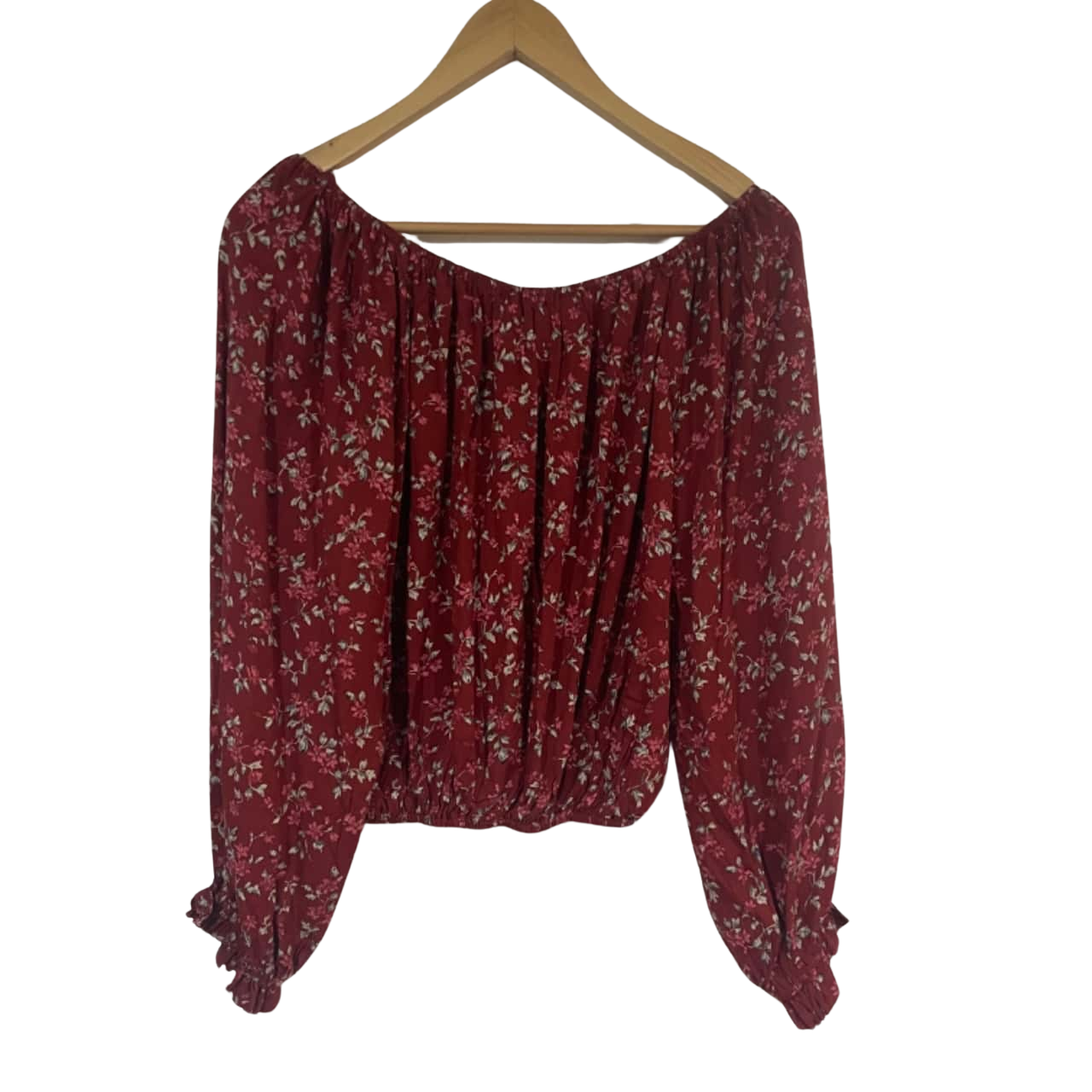 Grape/Red Floral Printed 3/4 Sleeve Top