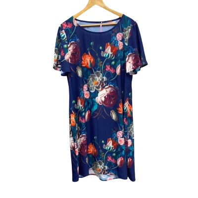  Womens  Size L Floral Dress Blue RRP $169