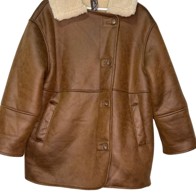 Stradivarius Womens  Size M longline aviator jacket in brown RRP $139