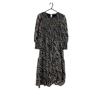 Decjuba Women’s Vivian Shirred Midi Zebra Print Dress Size 10 RRP $130