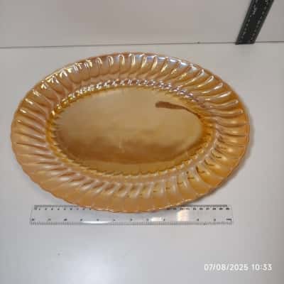 Anchor Hocking Peach Lustre Ware Platter Tray Milk Glass 