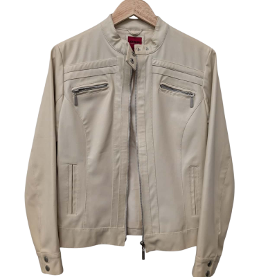  Womens OBR Jeanswear Cream Faux Leather Jacket 