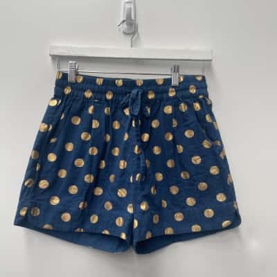 Gorman Womens  Size 10 High Wasted Shorts Blue / gold Polka Dot 