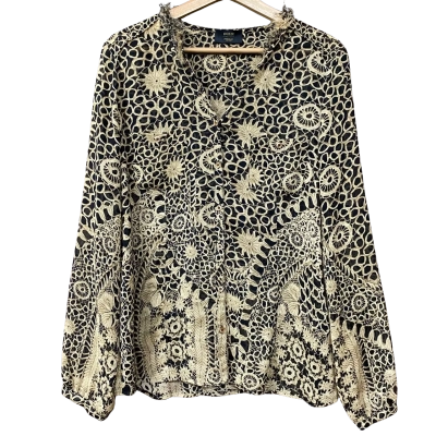 Basler Black Label Womens Size 40 Black/Brown Pattern Blouse  