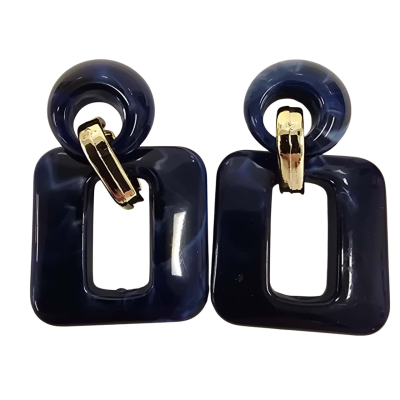 Womens Marble Blue Acrylic Earrings