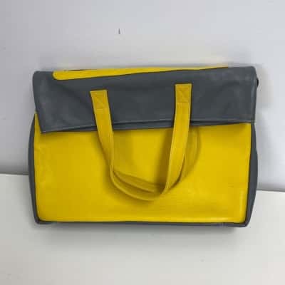 Lambada Yellow Grey Leather Handbag Shoulder Bag 