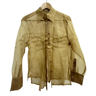 Christian Aujard Womens  Size 8 Long Sleeve Shirt Gold 