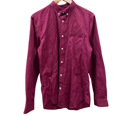 Marcs Maroon Slim-Fit Long Sleeve Shirt Size M