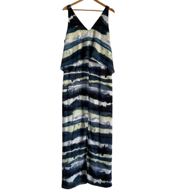 Simply Vera Vera Wang Size 16 Maxi Sheath dress Patterned Navy / Lemon/White