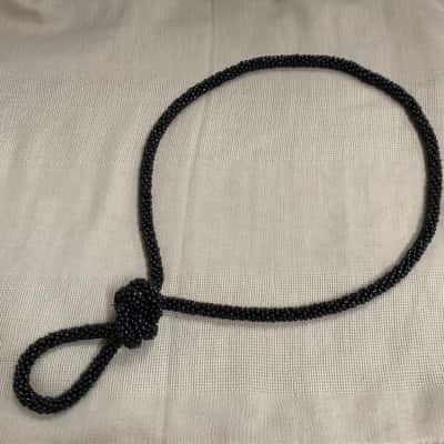  Womens Black Bead Knotted Necklace 
