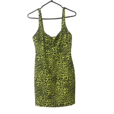  Womens Likely Size 6 Strap Cocktail Dress Animal print / Yellow  / Black