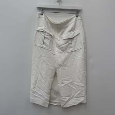Witchery White Front Pocket Split Skirt - Size 16  