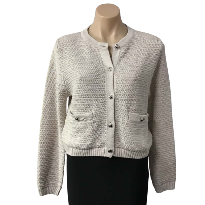 Jeanswest Womens Size S Beige Knitted Pattern Button-down Cardigan 