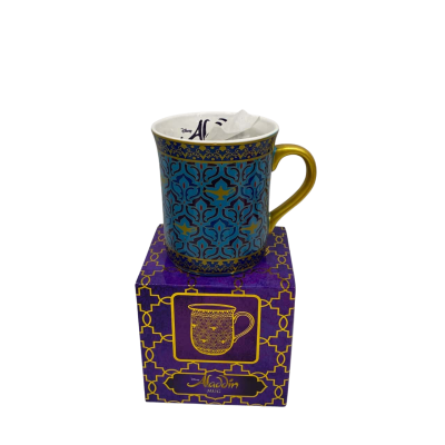 Disney Aladdin Teal Blue and Gold Coffee Mug 