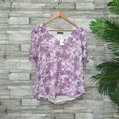 Jacqui-E Womens 3/4 Sleeve Top Multicoloured / Other / Pink  / Purple / White 