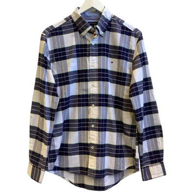 Tommy Hilfiger Mens  Size M Checked Long Sleeve Shirt Navy / White
