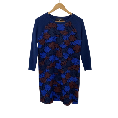 Nine West Womens  Size M Mini Dress Blue / Floral / Maroon / Navy Blue 