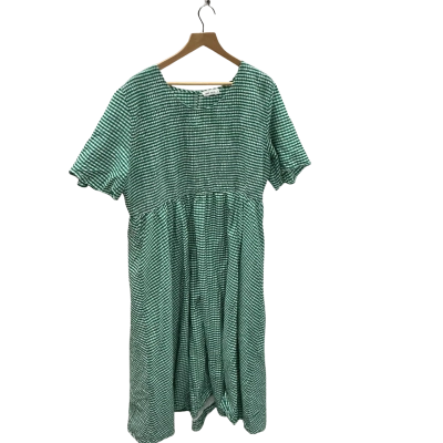 Henry Oscar Size 24 Maxi Dress Green Gingham 