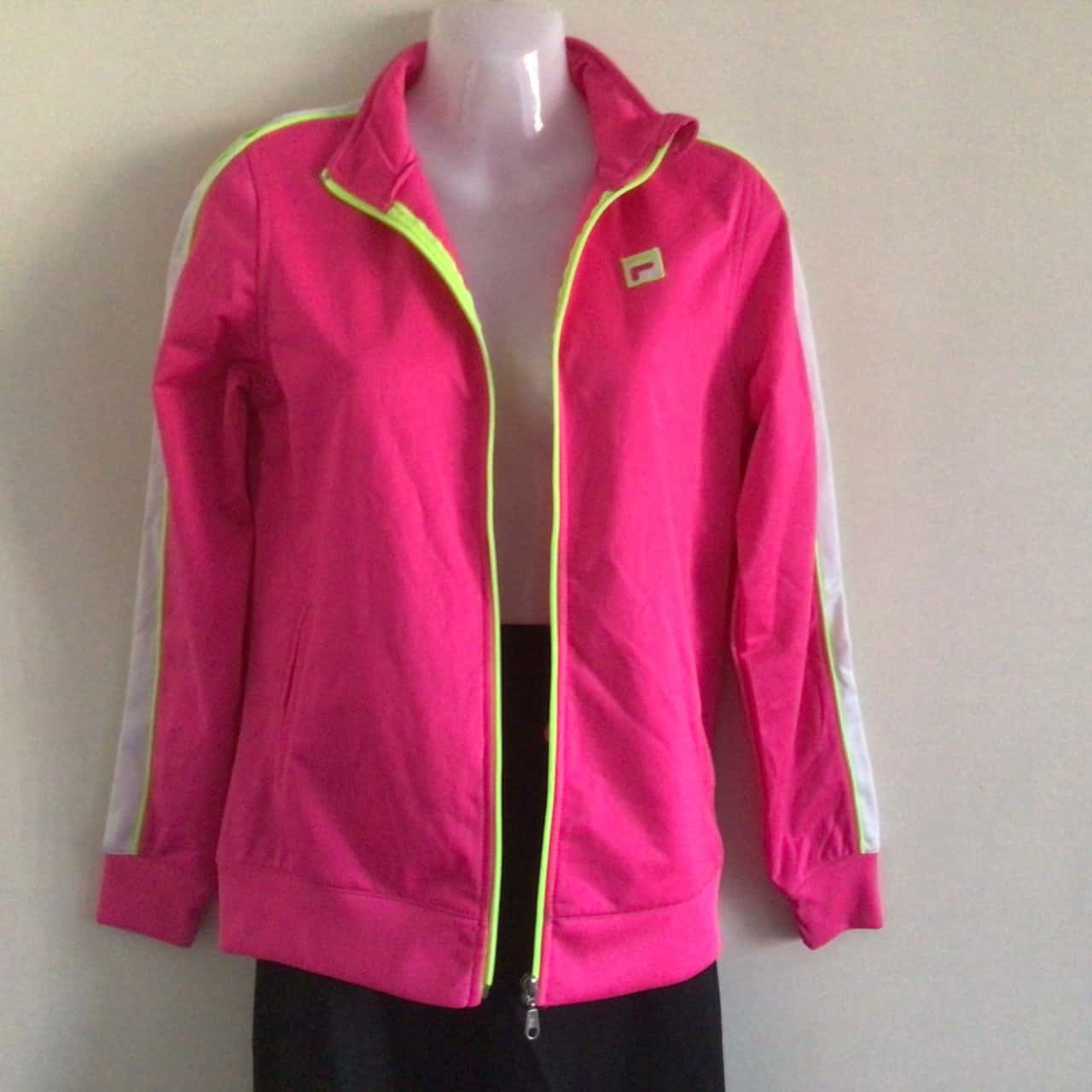 Fila Womens Pink Running Jacket Size 14 16 Pink / Flouro Green (s)