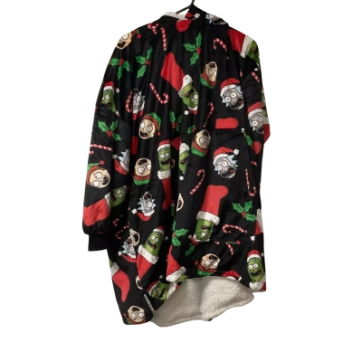  Mens Rick and Morty Size S Hoodie Blanket Black  / Green / Red 
