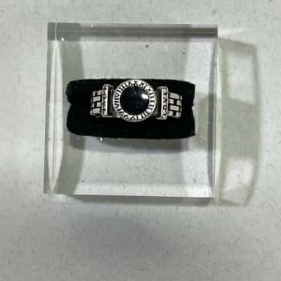 925 Marked Womens Toe Ring w/ Black Stone 