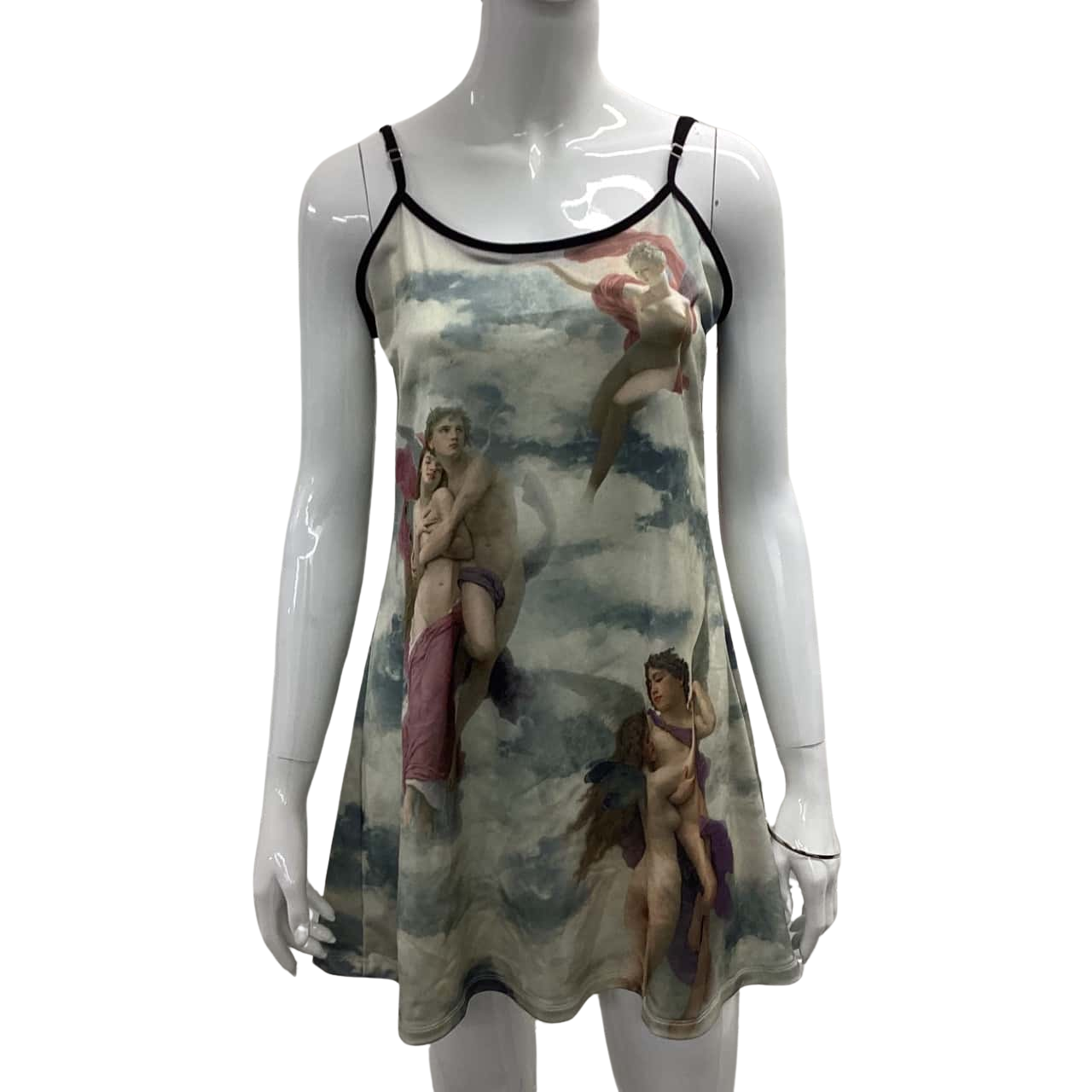 DM Women’s Made in Italy Silk Angels Renaissance Print Mini Dress – Size XS