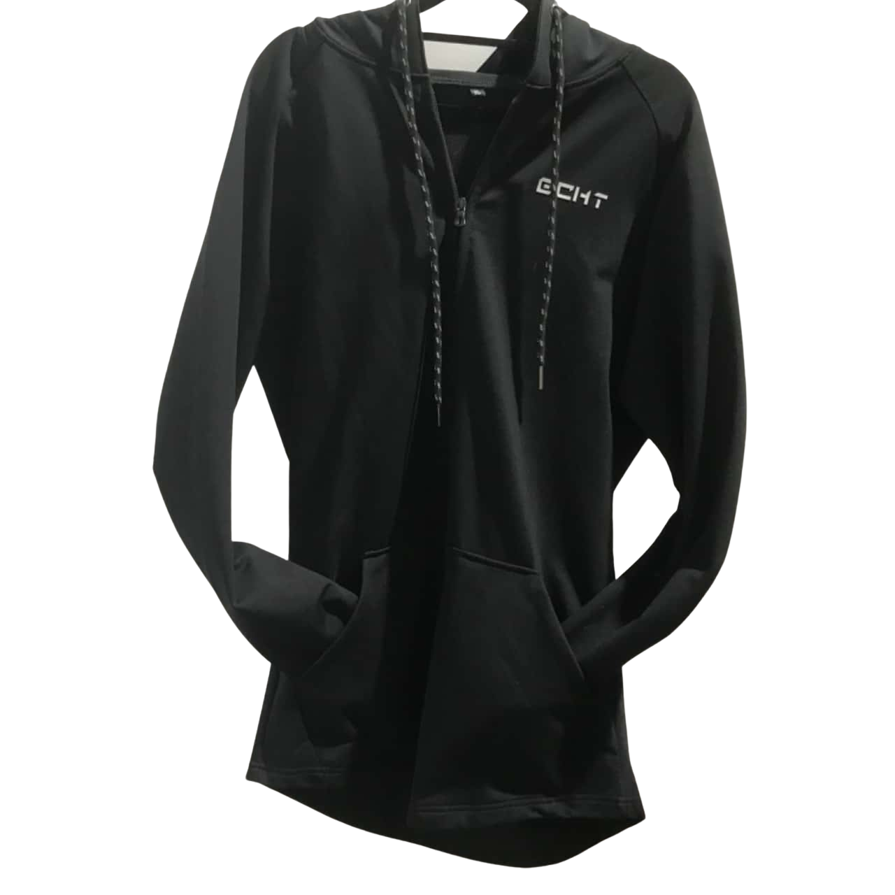 Echt . Womens. Size XL. Black hoodie jacket. Zip front. Hi lo hem.(s)